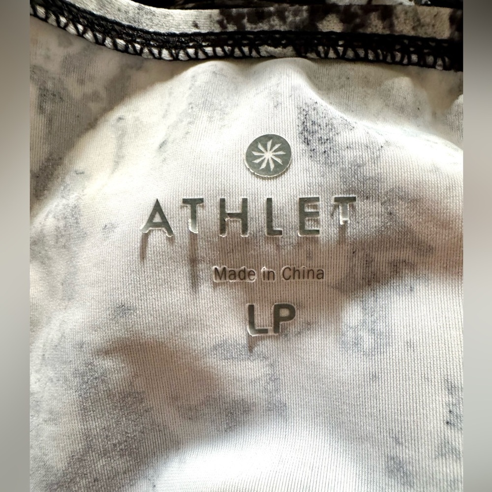 Athleta Zumma Swim Dress UPF 50+ Open Back Black Tie Dye Tennis Large Petite - Picture 12 of 12